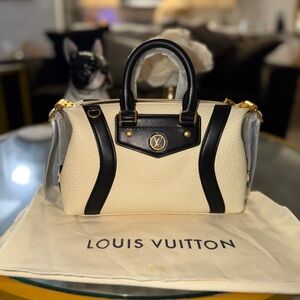 Black and cream biker bag crossbody